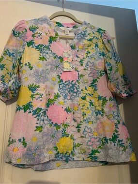 NWT Lilly Pulitzer Brinelle Top 💚Multi Lilly Garden 💚 Medium New Fall $128